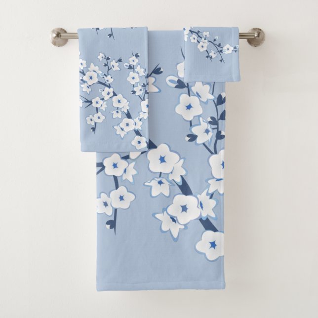 Kirschblüten Hellblau Badhandtuch Set (Insitu)