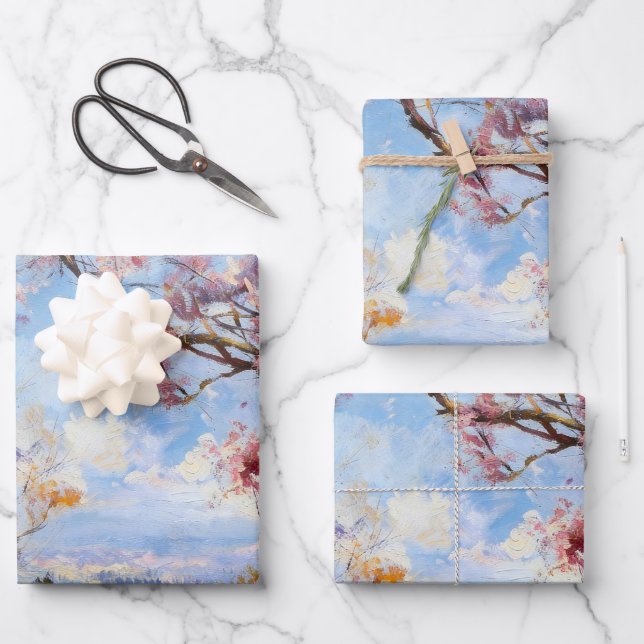 Kirschblüten-Himmel-Geschenkpapier Geschenkpapier Set (Vorderseite)