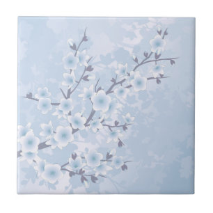 Kirschblüten-Himmelblüten-Florales Design Fliese