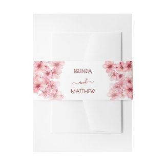 Kirschblüten-Hochzeit in Rosa und Weiß Einladungsbanderole
