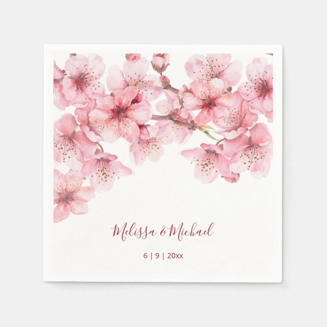 Kirschblüten-Hochzeit in Rosa und Weiß Serviette (Vorderseite)