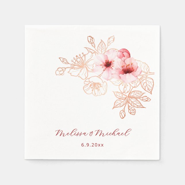 Kirschblüten-Hochzeit in Rosa und Weiß Serviette (Vorderseite)