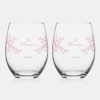 Kirschblüten-Hochzeit in Rosa Weinglas Ohne Stiel