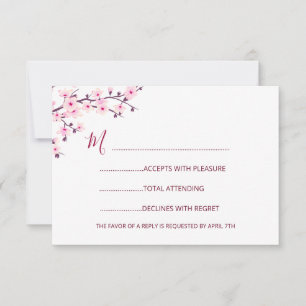 Kirschblüten-Hochzeit RSVP Karte