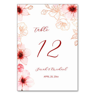 Kirschblüten Hochzeit Tischnummer