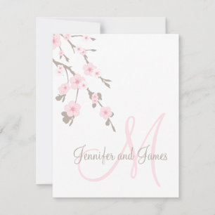 Kirschblüten-Hochzeits-Antwortkarten mit Monogramm RSVP Karte