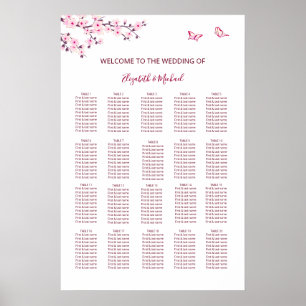 Kirschblüten-Hochzeits-Sitzplan Poster