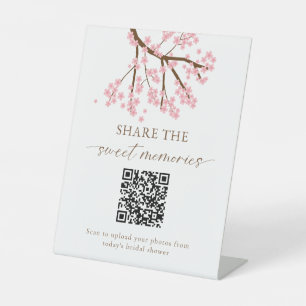 Kirschblüten-Hochzeitsdusche-Foto-Upload-QR Sockelschild
