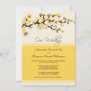 Kirschblüten-Hochzeitseinladung (gelb) Einladung