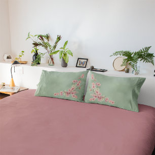 Kirschblüten in rosa und Aquamarin Kissenbezug