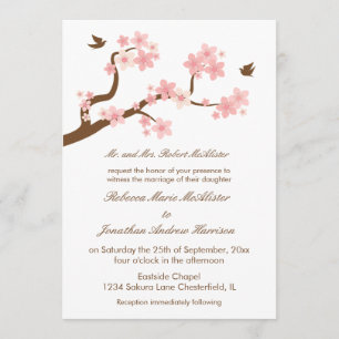 Kirschblüten in Weiß Einladung