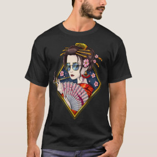 Kirschblüten-Japanische Geisha T-Shirt