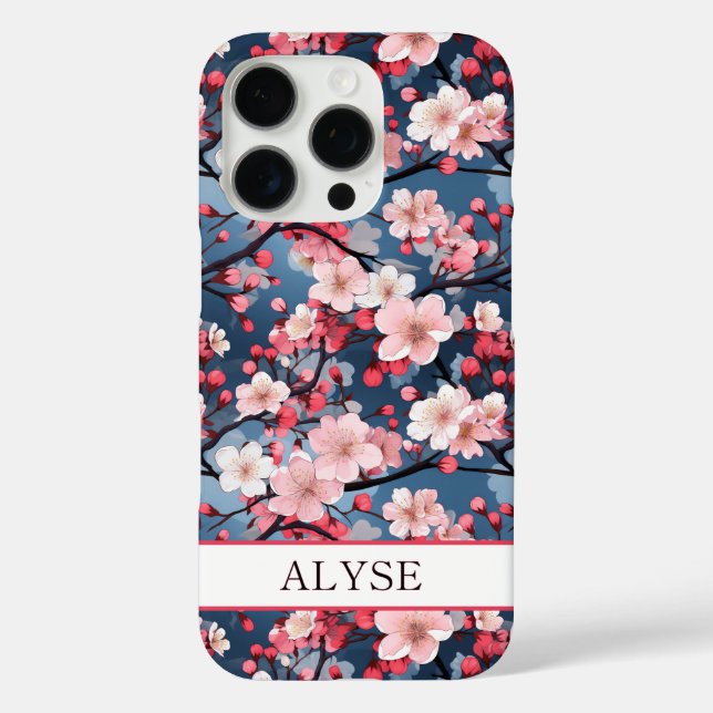 Kirschblüten Japanische Sakura Monogramm Case-Mate iPhone Hülle (Rückseite)