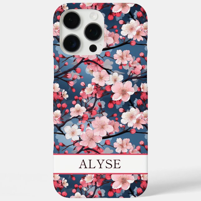 Kirschblüten Japanische Sakura Monogramm Case-Mate iPhone Hülle (Rückseite)