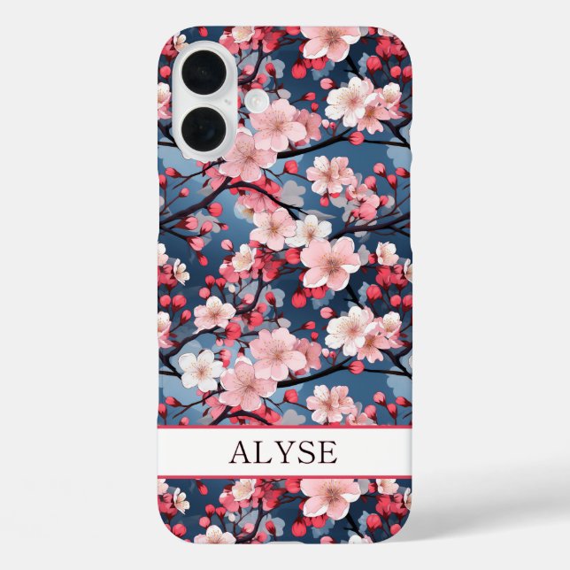 Kirschblüten Japanische Sakura Monogramm Case-Mate iPhone Hülle (Rückseite)