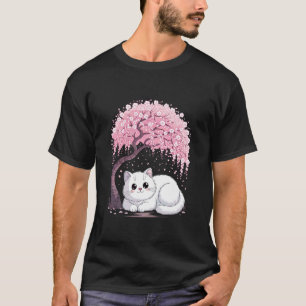 Kirschblüten Japanischer Baum Süße Katze Kätzchen  T-Shirt