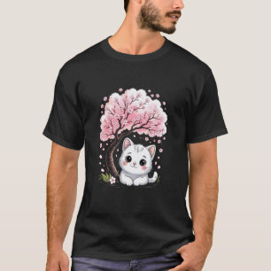 Kirschblüten Japanischer Baum Süße Katze Kätzchen T-Shirt