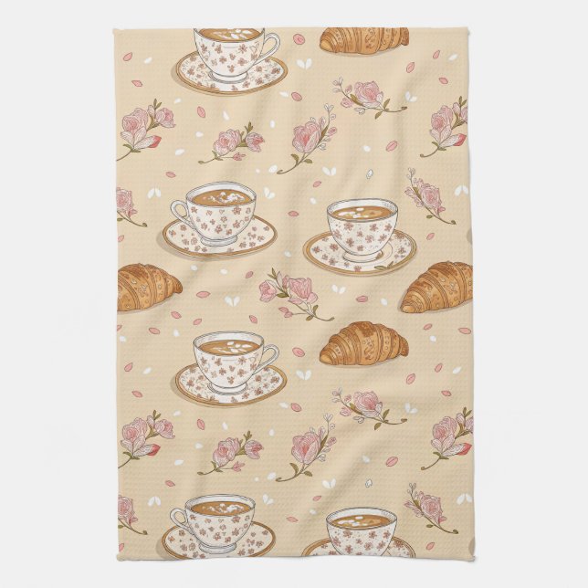 Kirschblüten-Kaffeebecher-Cozy-Muster (2) Geschirrtuch (Vertikal)