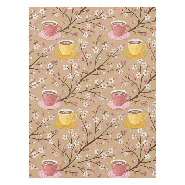 Kirschblüten-Kaffeebecher-Cozy-Muster (4) Tischdecke (Vorderseite)
