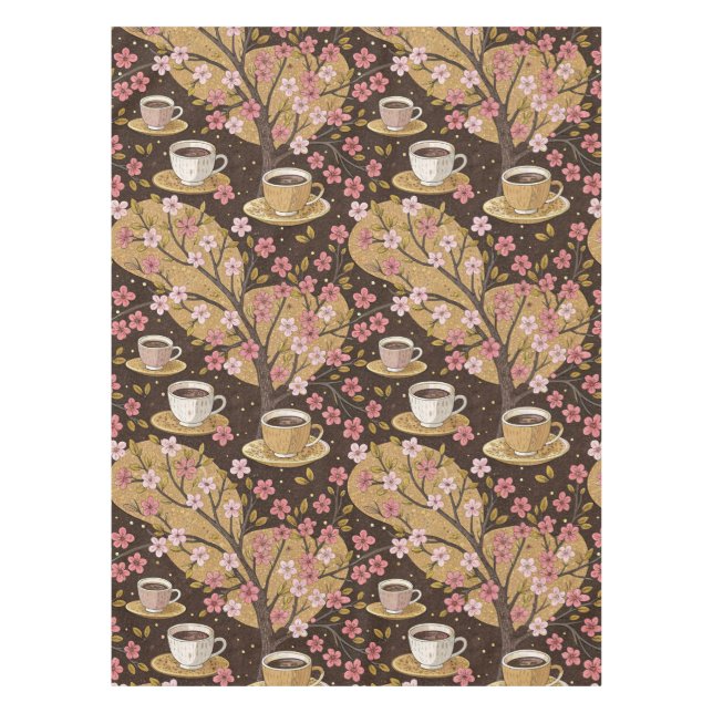 Kirschblüten-Kaffeebecher-Cozy-Muster (8) Tischdecke (Vorderseite)