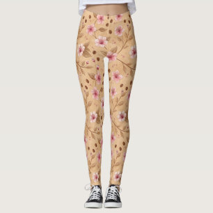 Kirschblüten-Kaffeekozy-Muster (5) Leggings