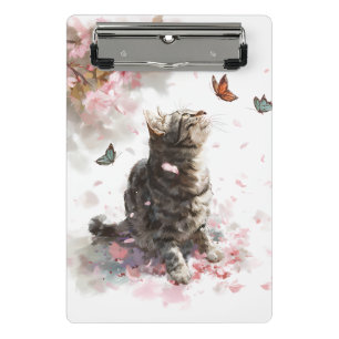Kirschblüten-Katze und Schmetterlinge (11) Mini Klemmbrett