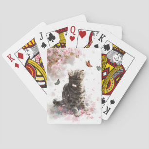 Kirschblüten-Katze und Schmetterlinge (11) Spielkarten
