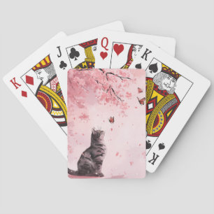 Kirschblüten-Katze und Schmetterlinge (12) Spielkarten