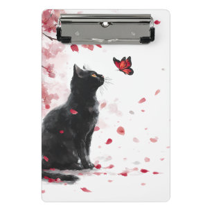 Kirschblüten-Katze und Schmetterlinge (14) Mini Klemmbrett