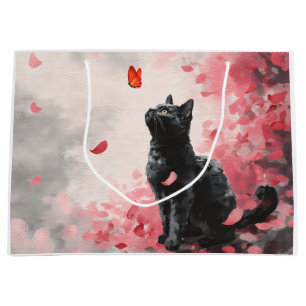 Kirschblüten-Katze und Schmetterlinge (3) Große Geschenktüte