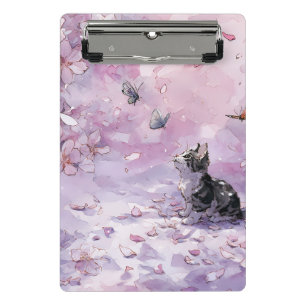 Kirschblüten-Katze und Schmetterlinge (5) Mini Klemmbrett