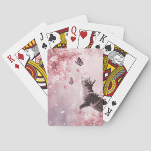 Kirschblüten-Katze und Schmetterlinge (7) Spielkarten