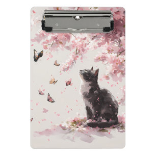 Kirschblüten-Katze und Schmetterlinge (9) Mini Klemmbrett