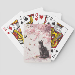 Kirschblüten-Katze und Schmetterlinge (9) Spielkarten