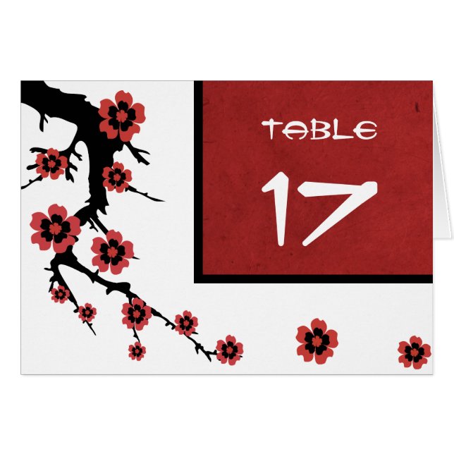 Kirschblüten-Kirschblüte-Tischnummer-Karte (Vorderseite (Horizontal))