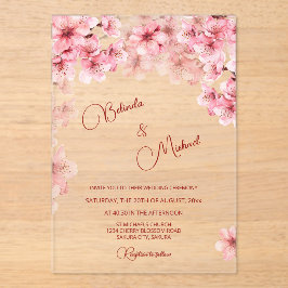 Kirschblüten Klare Hochzeit Acryleinladungen