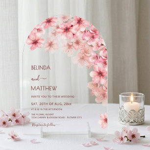Kirschblüten Klare Kaschmierte Hochzeit Acryleinladungen