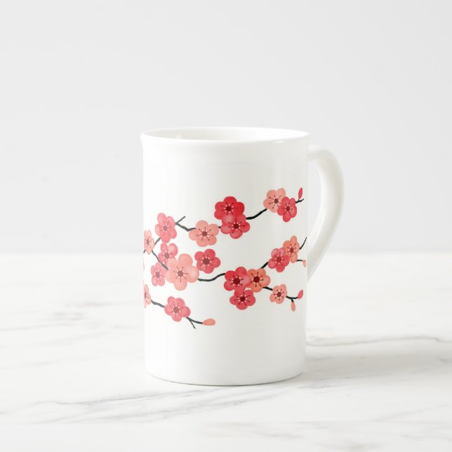 Kirschblüten-Knochen-China-Tasse Prozellantasse (Vorderseite Rechts)