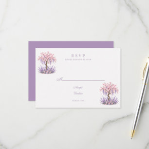 Kirschblüten-Lavendel-Baum-Hochzeit RSVP Karte