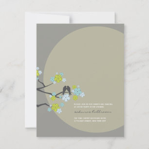 Kirschblüten Liebesvögel Hochzeitsempfang Karte