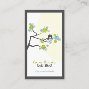 Kirschblüten-Liebesvögel Sakura-Blumen-Zweig Visitenkarte