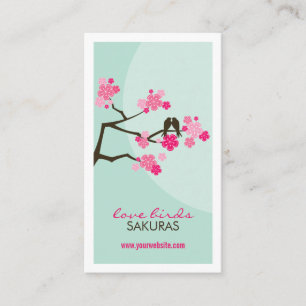 Kirschblüten-Liebesvögel Sakura-Blumen-Zweig Visitenkarte