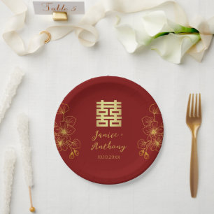 Kirschblüten-Linie chinesische Hochzeit doppelte X Pappteller