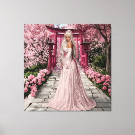 Kirschblüten-Mädchen-Wandkunst Leinwanddruck