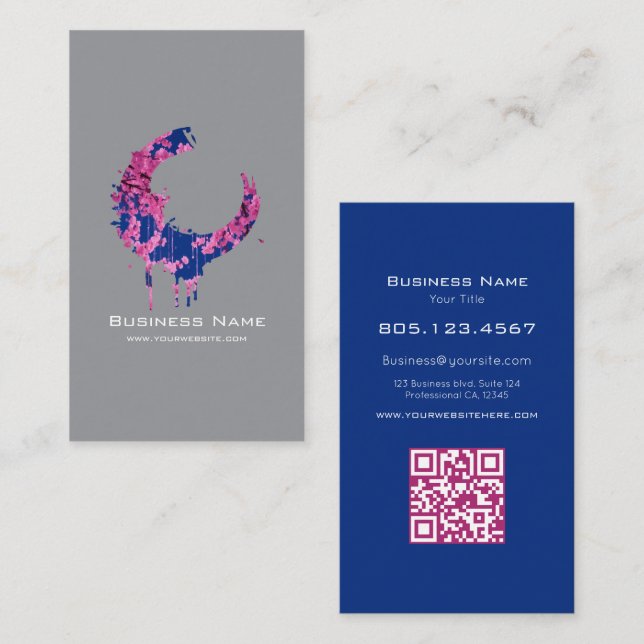 Kirschblüten-Malstrudel-Design – Benutzerdefiniert Visitenkarte (Vorne/Hinten)