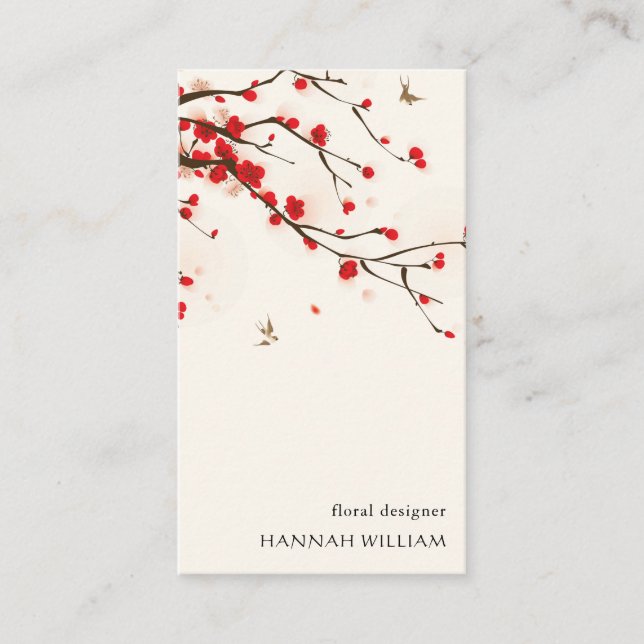 Kirschblüten mit Blumen Visitenkarte (Vorderseite)