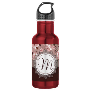 Kirschblüten mit Spitze-Monogramm Edelstahlflasche