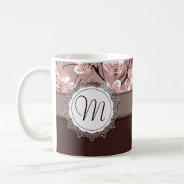 Kirschblüten mit Spitze-Monogramm Tasse