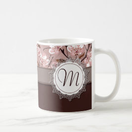 Kirschblüten mit Spitze-Monogramm Tasse