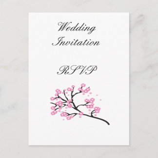 Kirschblüten Moderne Einfache Elegante Hochzeitsid Einladungspostkarte